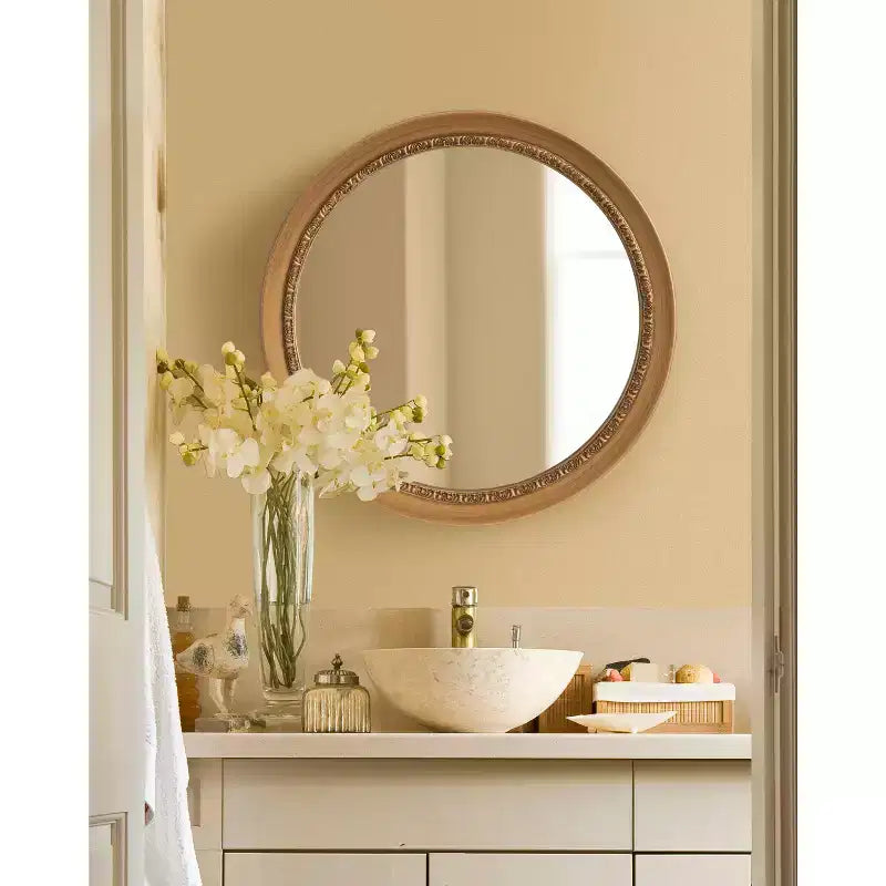 Kate & Laurel All Things Decor 26"x26" Wildomar Round Wall Mirror Gold