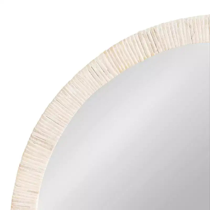 Kate & Laurel All Things Decor 28" Rahfy Round Framed Wall Mirror White