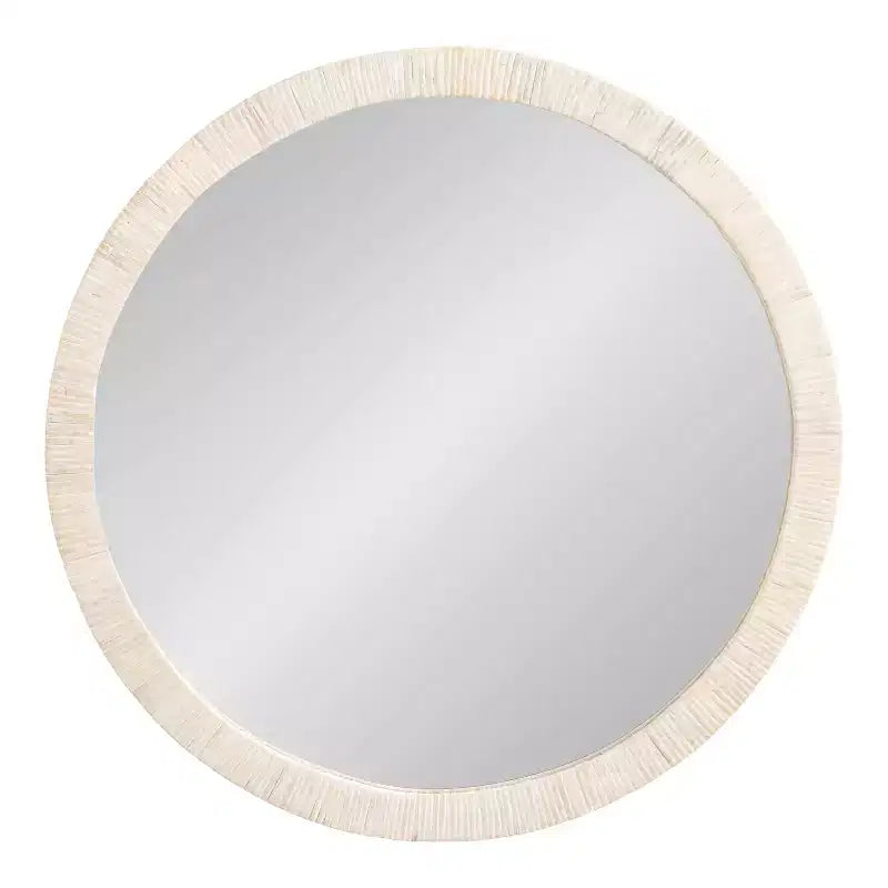Kate & Laurel All Things Decor 28" Rahfy Round Framed Wall Mirror White