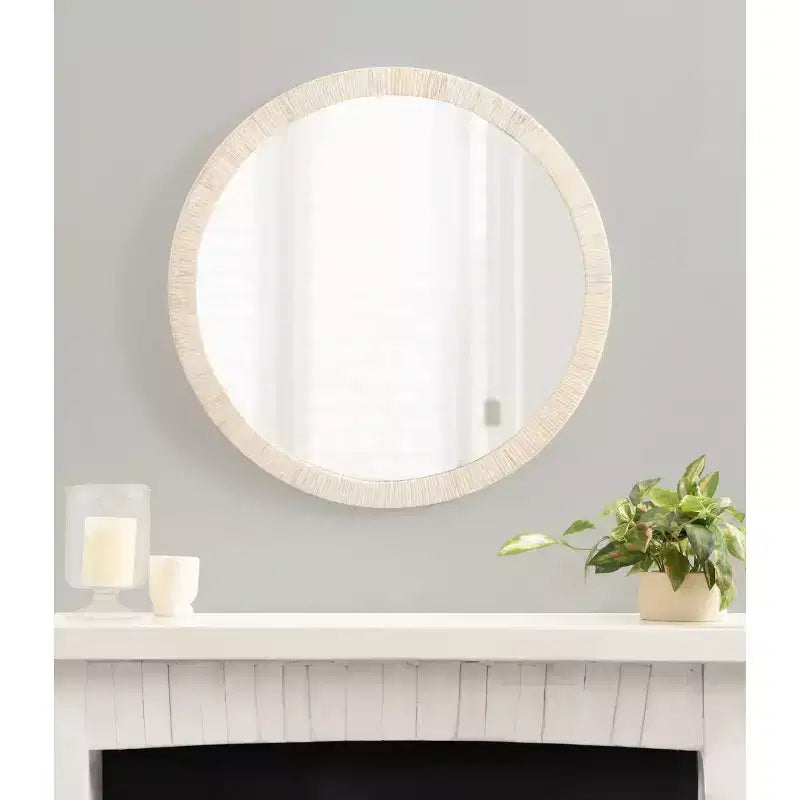 Kate & Laurel All Things Decor 28" Rahfy Round Framed Wall Mirror White