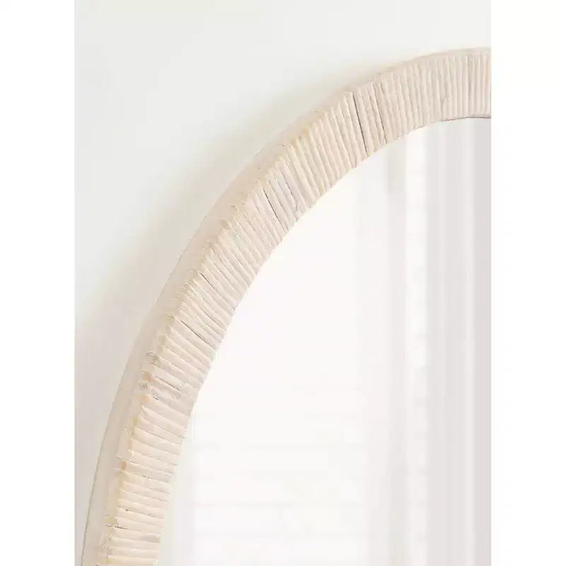 Kate & Laurel All Things Decor 28" Rahfy Round Framed Wall Mirror White