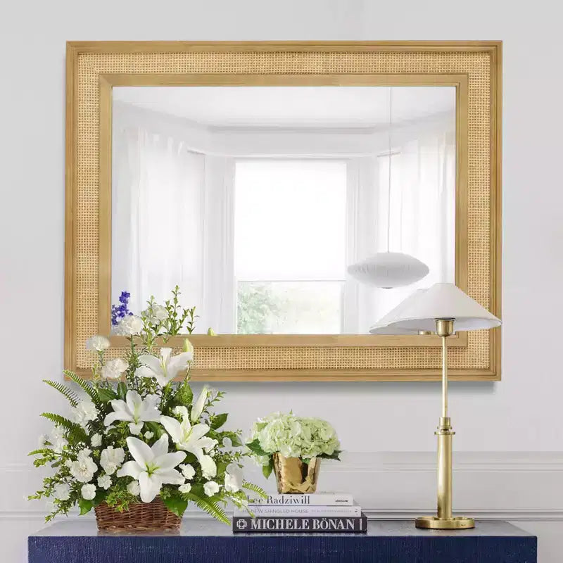 WallBeyond 27"x34" Rattan Mirror Light Brown
