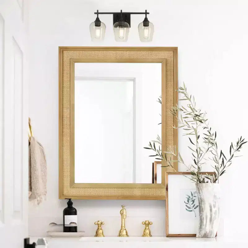 WallBeyond 27"x34" Rattan Mirror Light Brown