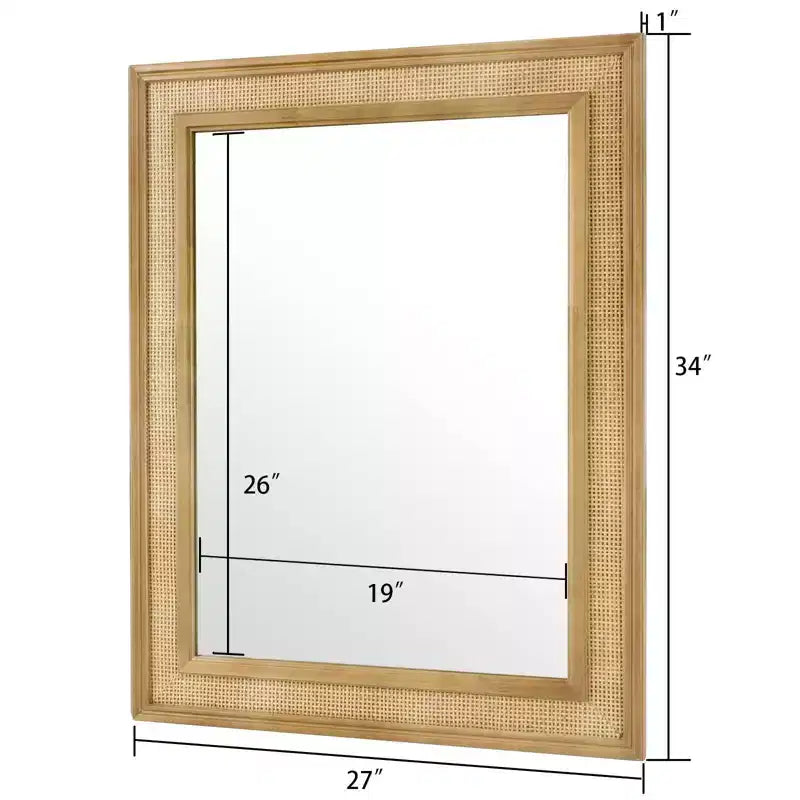 WallBeyond 27"x34" Rattan Mirror Light Brown