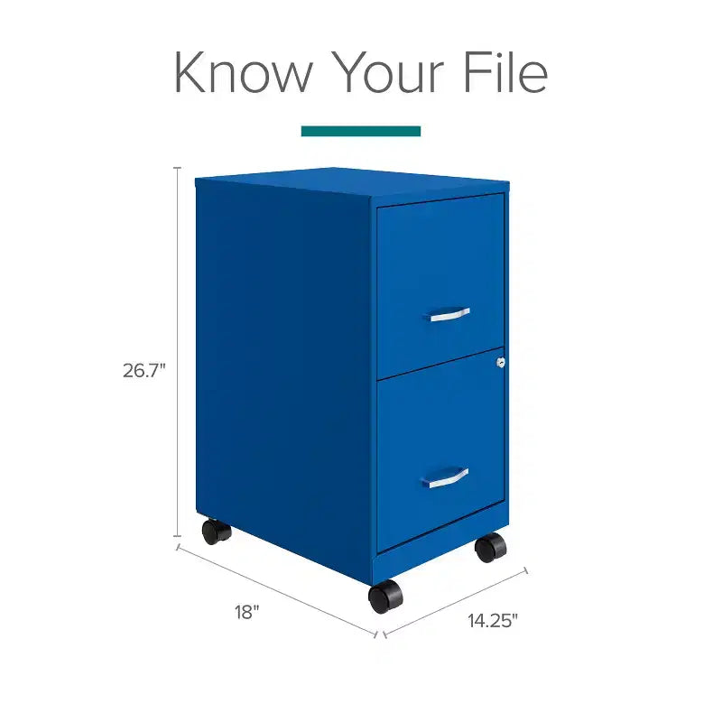 Space Solutions 18" Deep 2 Drawer Mobile Letter Width Vertical File Cabinet Classic Blue
