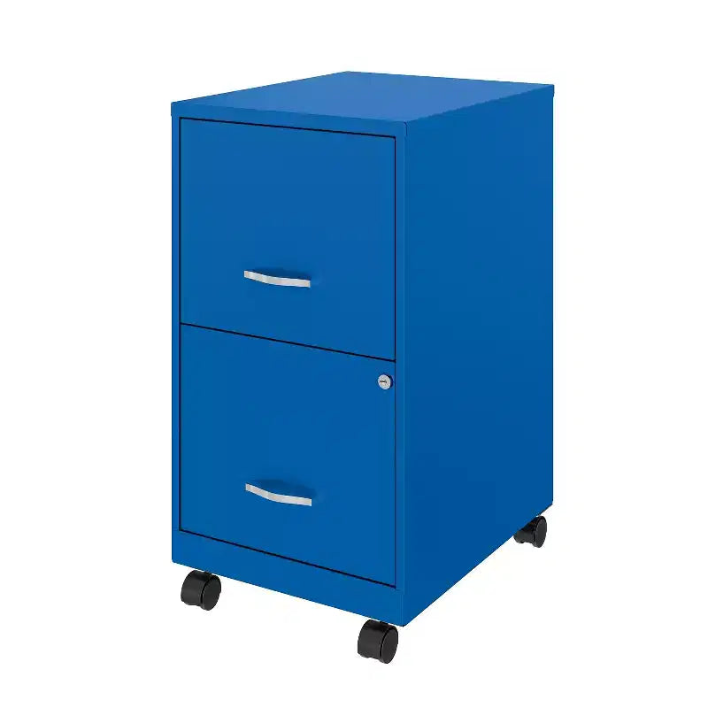 Space Solutions 18" Deep 2 Drawer Mobile Letter Width Vertical File Cabinet Classic Blue