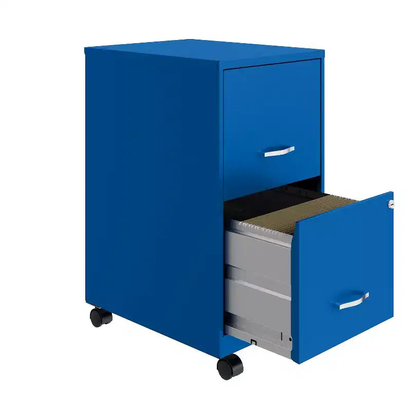 Space Solutions 18" Deep 2 Drawer Mobile Letter Width Vertical File Cabinet Classic Blue
