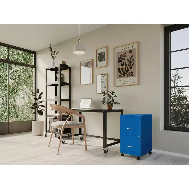Space Solutions 18" Deep 2 Drawer Mobile Letter Width Vertical File Cabinet Classic Blue