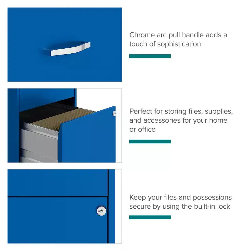 Space Solutions 18" Deep 2 Drawer Mobile Letter Width Vertical File Cabinet Classic Blue