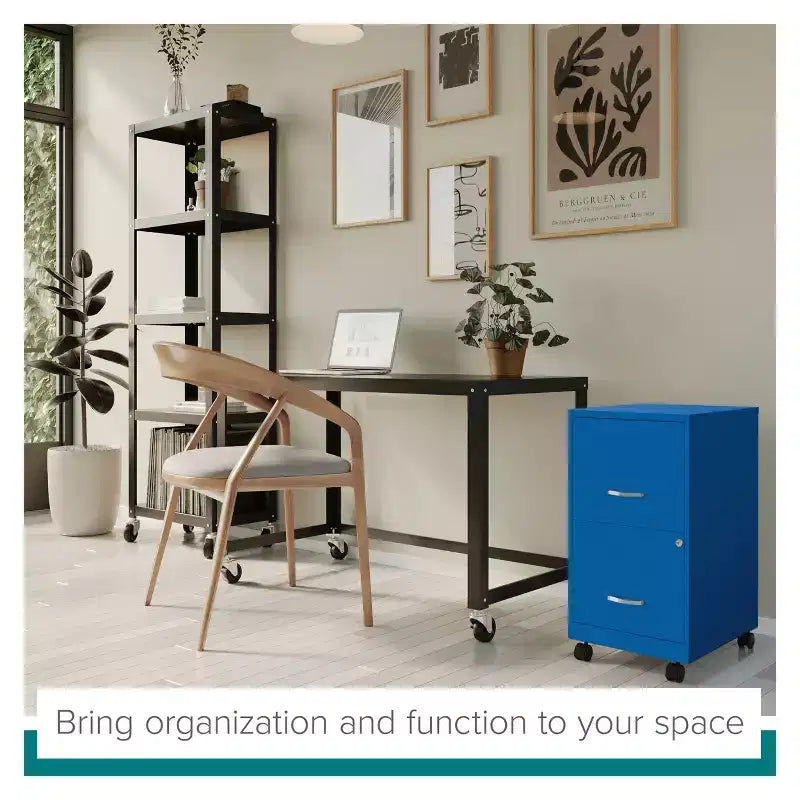 Space Solutions 18" Deep 2 Drawer Mobile Letter Width Vertical File Cabinet Classic Blue