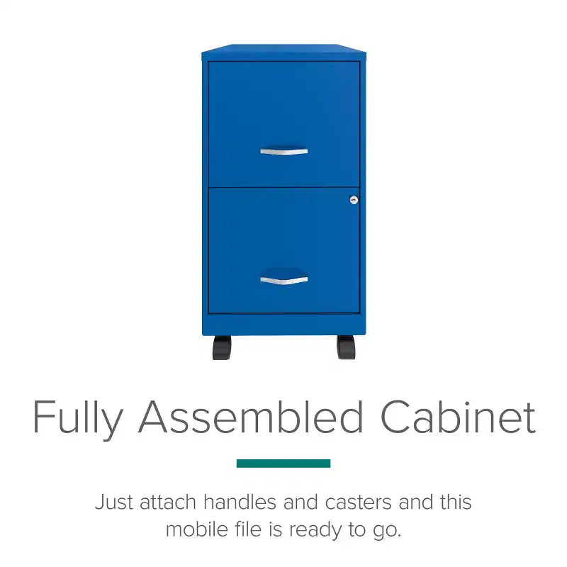 Space Solutions 18" Deep 2 Drawer Mobile Letter Width Vertical File Cabinet Classic Blue