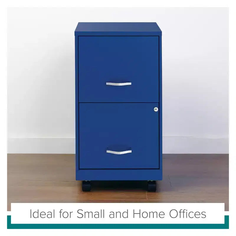 Space Solutions 18" Deep 2 Drawer Mobile Letter Width Vertical File Cabinet Classic Blue