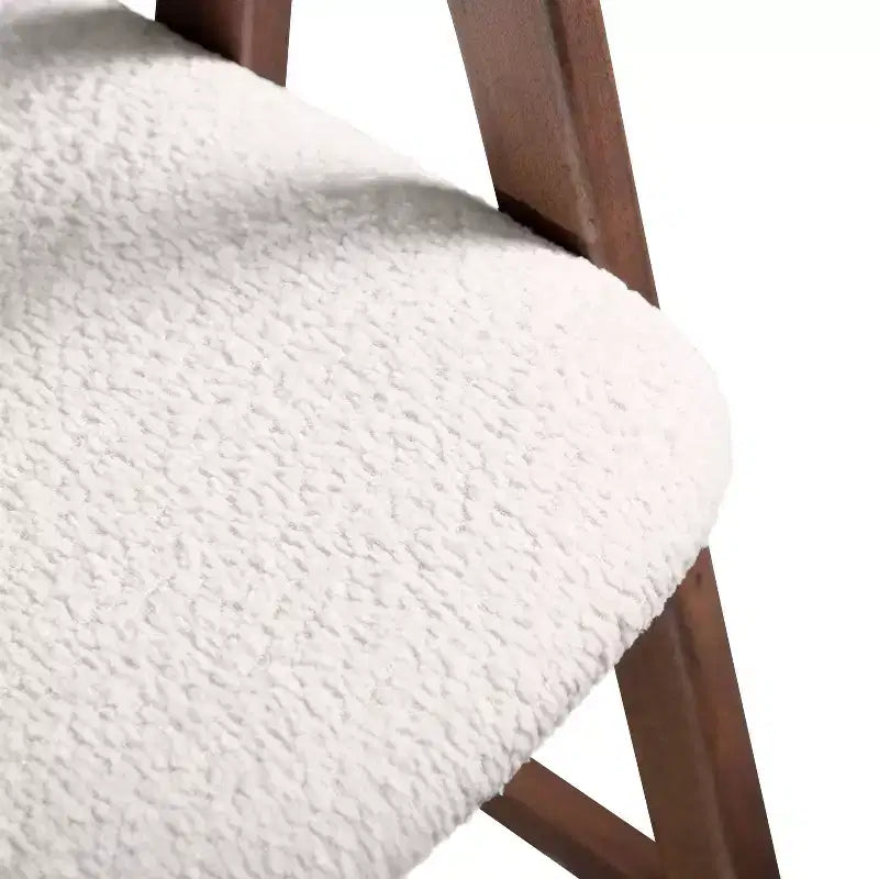 HOMES: Inside + Out Set of 2 Pearlcrest Mid-Century Modern Boucle Upholstered Counter Height Barstool Chairs Walnut