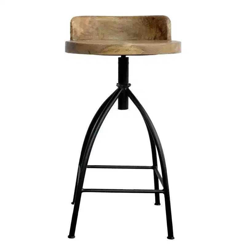 The Urban Port 25-31" Industrial Style Adjustable Swivel Stool with Backrest and Height Options Brown/Black