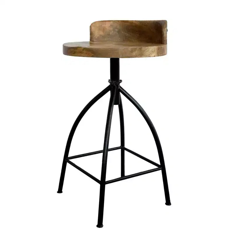 The Urban Port 25-31" Industrial Style Adjustable Swivel Stool with Backrest and Height Options Brown/Black