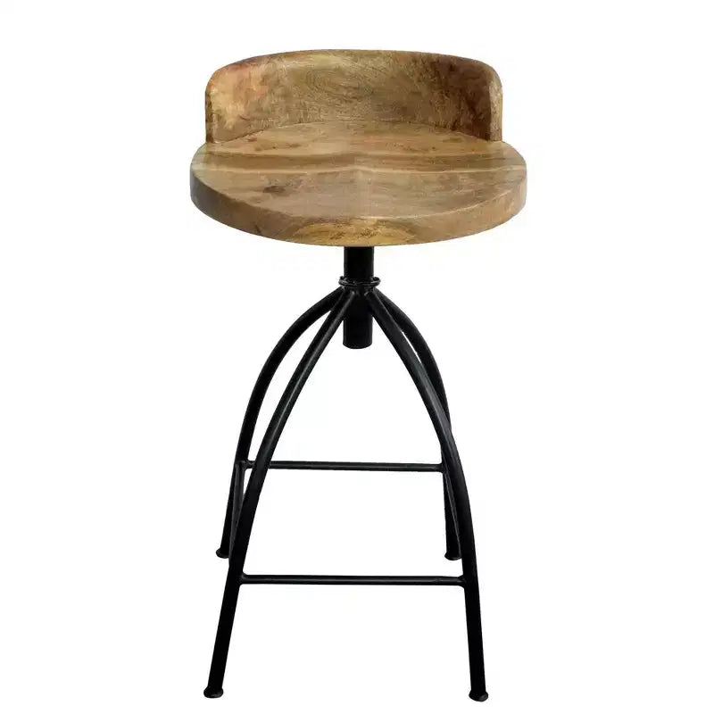 The Urban Port 25-31" Industrial Style Adjustable Swivel Stool with Backrest and Height Options Brown/Black