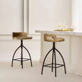 The Urban Port 25-31" Industrial Style Adjustable Swivel Stool with Backrest and Height Options Brown/Black