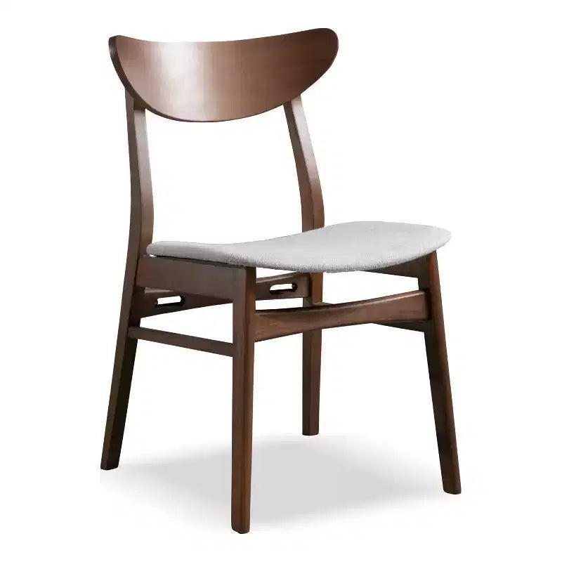HOMES: Inside + Out Set of 2 Palm Shade Mid-Century Padded Dining Chairs Walnut
