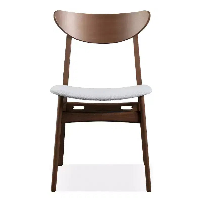 HOMES: Inside + Out Set of 2 Palm Shade Mid-Century Padded Dining Chairs Walnut