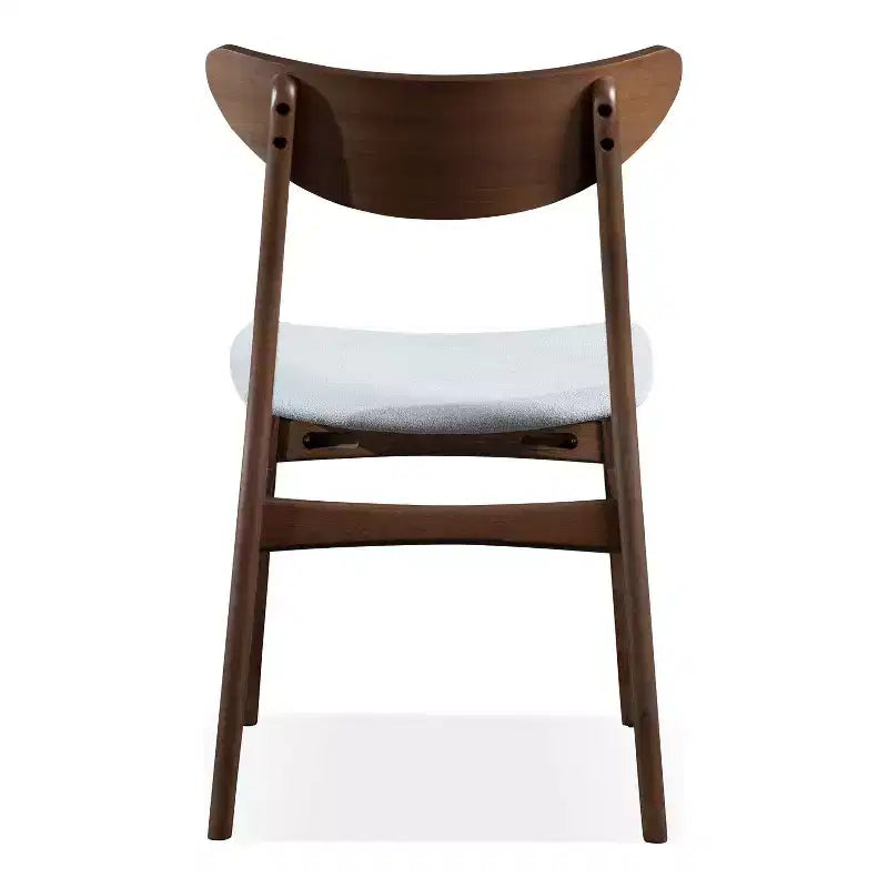 HOMES: Inside + Out Set of 2 Palm Shade Mid-Century Padded Dining Chairs Walnut