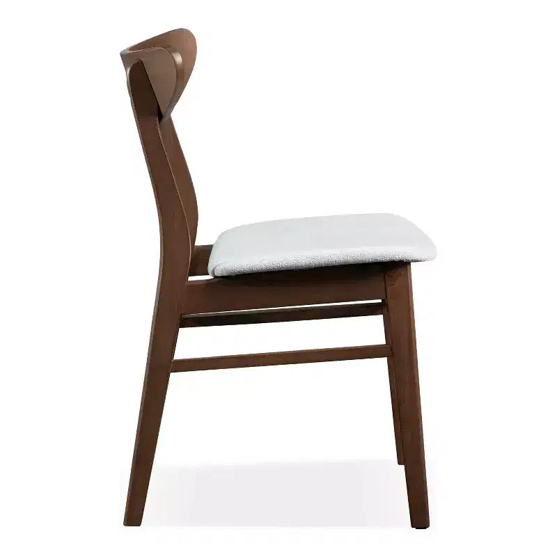 HOMES: Inside + Out Set of 2 Palm Shade Mid-Century Padded Dining Chairs Walnut