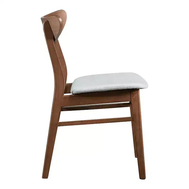 HOMES: Inside + Out Set of 2 Palm Shade Mid-Century Padded Dining Chairs Walnut