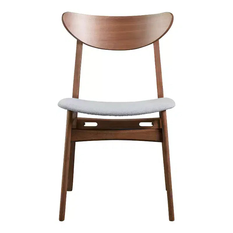HOMES: Inside + Out Set of 2 Palm Shade Mid-Century Padded Dining Chairs Walnut