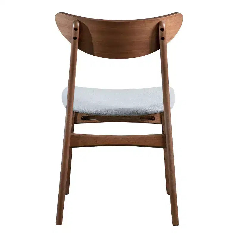 HOMES: Inside + Out Set of 2 Palm Shade Mid-Century Padded Dining Chairs Walnut