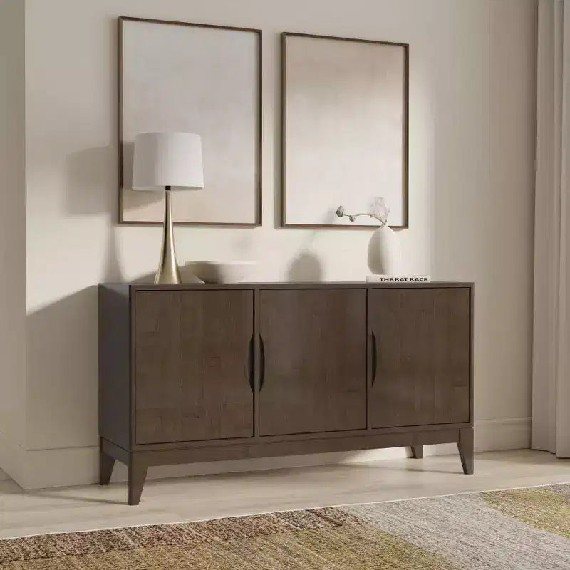 WyndenHall Pearson 3 Door Sideboard Buffet / Storage Cabinet Walnut Brown
