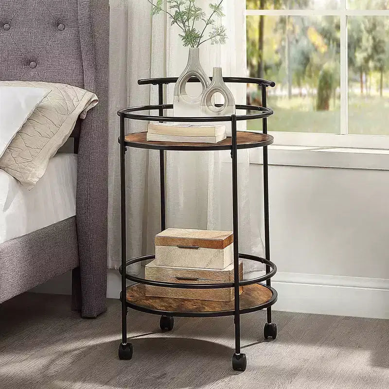 Breighton Home Designs2Go Charlie Serving Bar Cart in Barnwood/Black