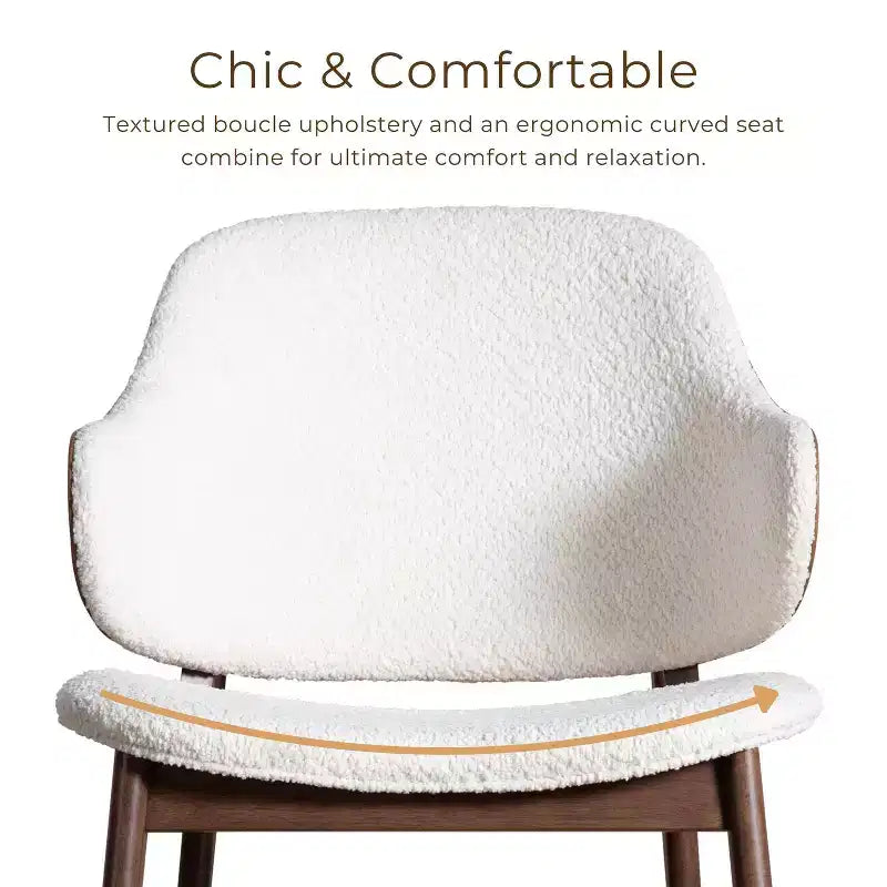 HOMES: Inside + Out Creekside Mid-Century Modern Boucle Wingback Accent Chair Walnut