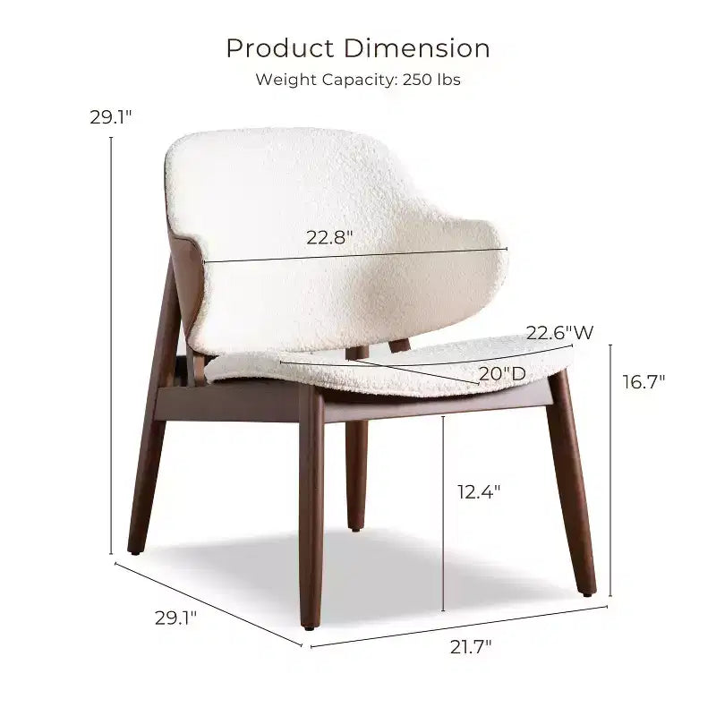 HOMES: Inside + Out Creekside Mid-Century Modern Boucle Wingback Accent Chair Walnut