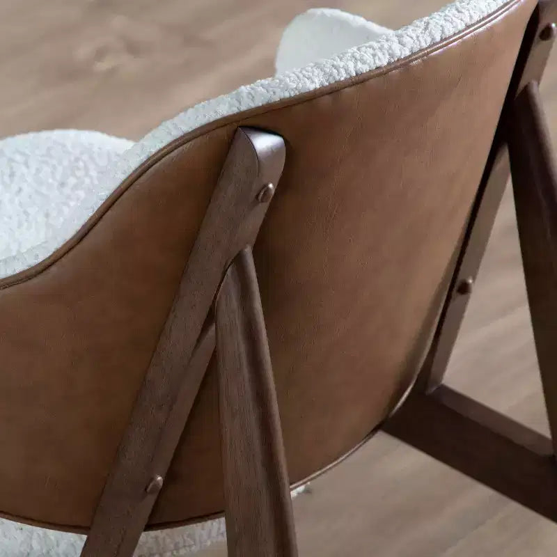 HOMES: Inside + Out Creekside Mid-Century Modern Boucle Wingback Accent Chair Walnut