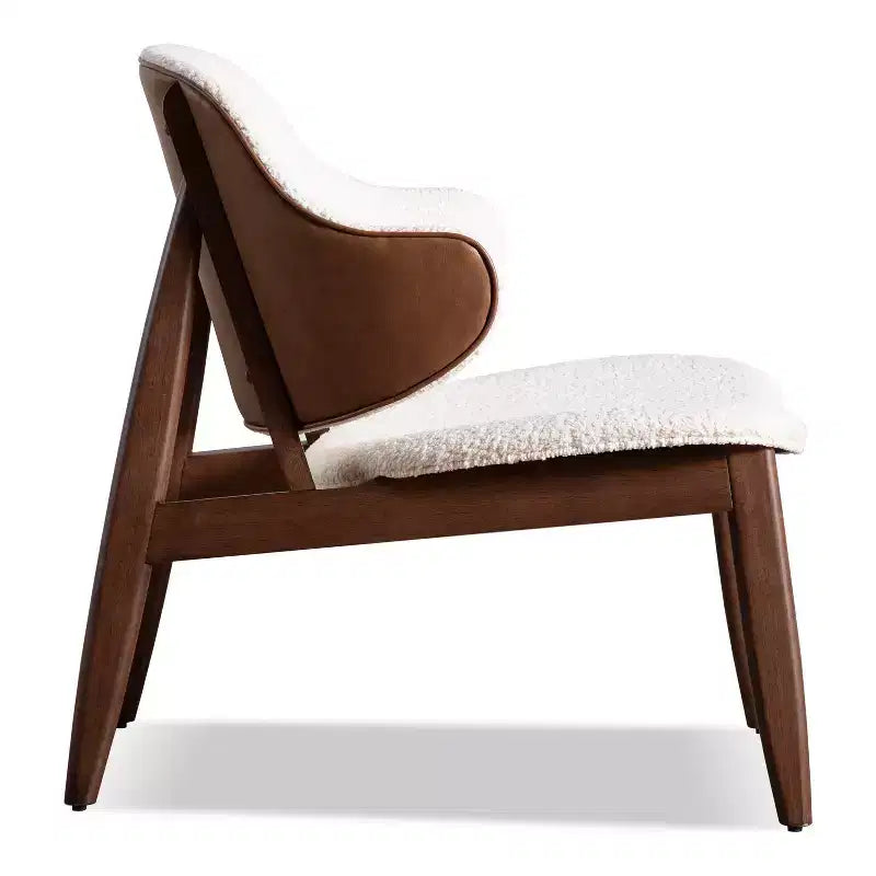 HOMES: Inside + Out Creekside Mid-Century Modern Boucle Wingback Accent Chair Walnut