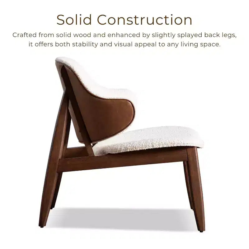 HOMES: Inside + Out Creekside Mid-Century Modern Boucle Wingback Accent Chair Walnut