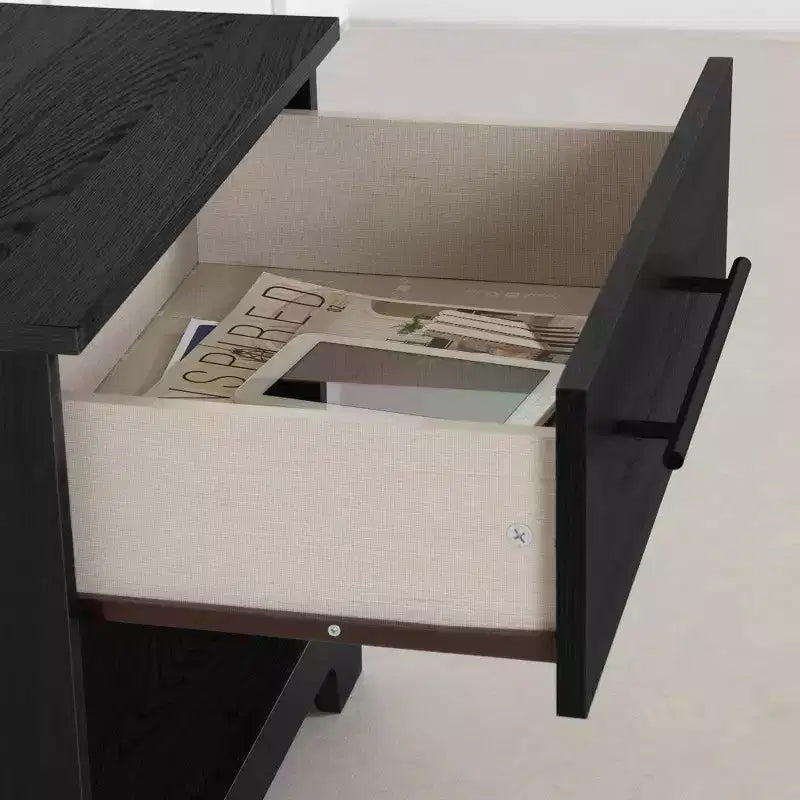 South Shore Primo Nightstand with Drawer Black Oak