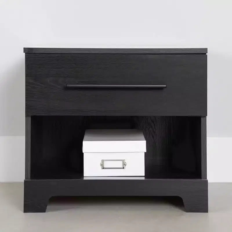South Shore Primo Nightstand with Drawer Black Oak
