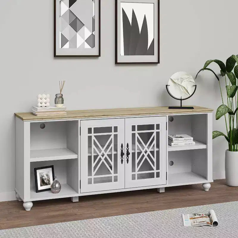 Festivo Vintage Style 70" TV Stand for TVs up to 80" White
