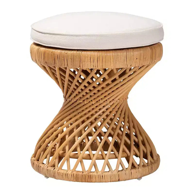 bali & pari Borneo Rattan Footstool Light Honey