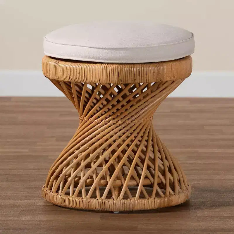 bali & pari Borneo Rattan Footstool Light Honey