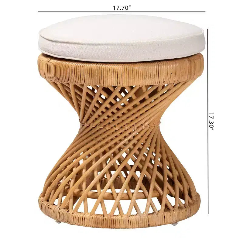 bali & pari Borneo Rattan Footstool Light Honey