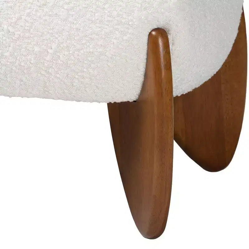 Baxton Studio Vinicio Boucle Accent Bench Cream/Walnut Brown