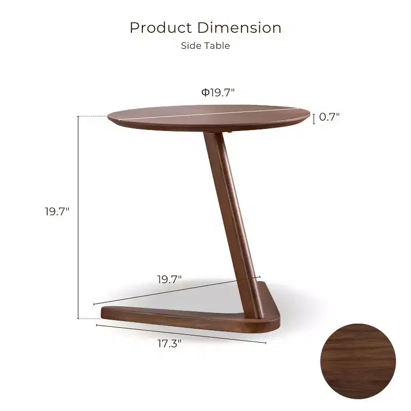 HOMES: Inside + Out River Run 19.5" Round Mid-Century Modern Accent Side Table Walnut