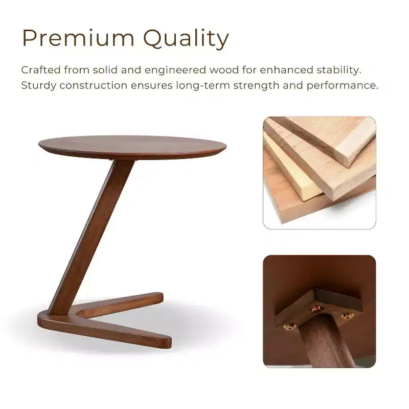 HOMES: Inside + Out River Run 19.5" Round Mid-Century Modern Accent Side Table Walnut