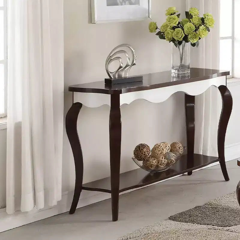 Acme Furniture Mathias Console Table White/Walnut Finish
