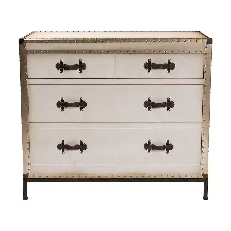 Baxton Studio Benton Canvas 4 Drawer Storage Cabinet Beige/Coffee/Black