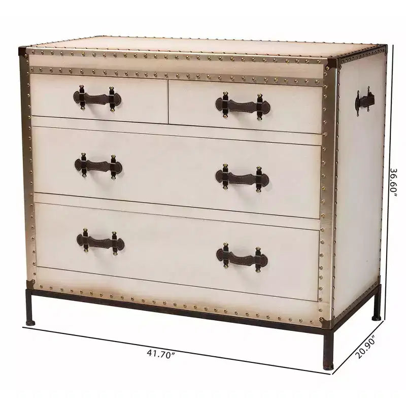 Baxton Studio Benton Canvas 4 Drawer Storage Cabinet Beige/Coffee/Black