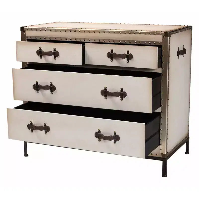 Baxton Studio Benton Canvas 4 Drawer Storage Cabinet Beige/Coffee/Black