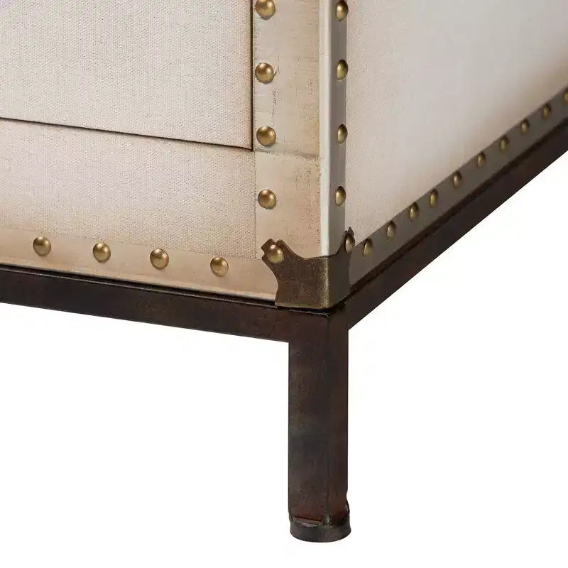 Baxton Studio Benton Canvas 4 Drawer Storage Cabinet Beige/Coffee/Black
