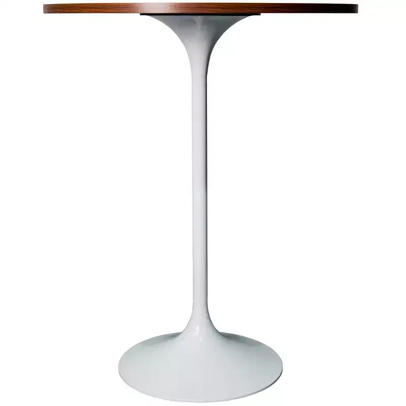 Leisuremod Verve 27 Round Bar Height Dining Table - MDF Wood Top with Modern White Pedestal Base Counter Height Table for Kitchen, Home, and Pub
